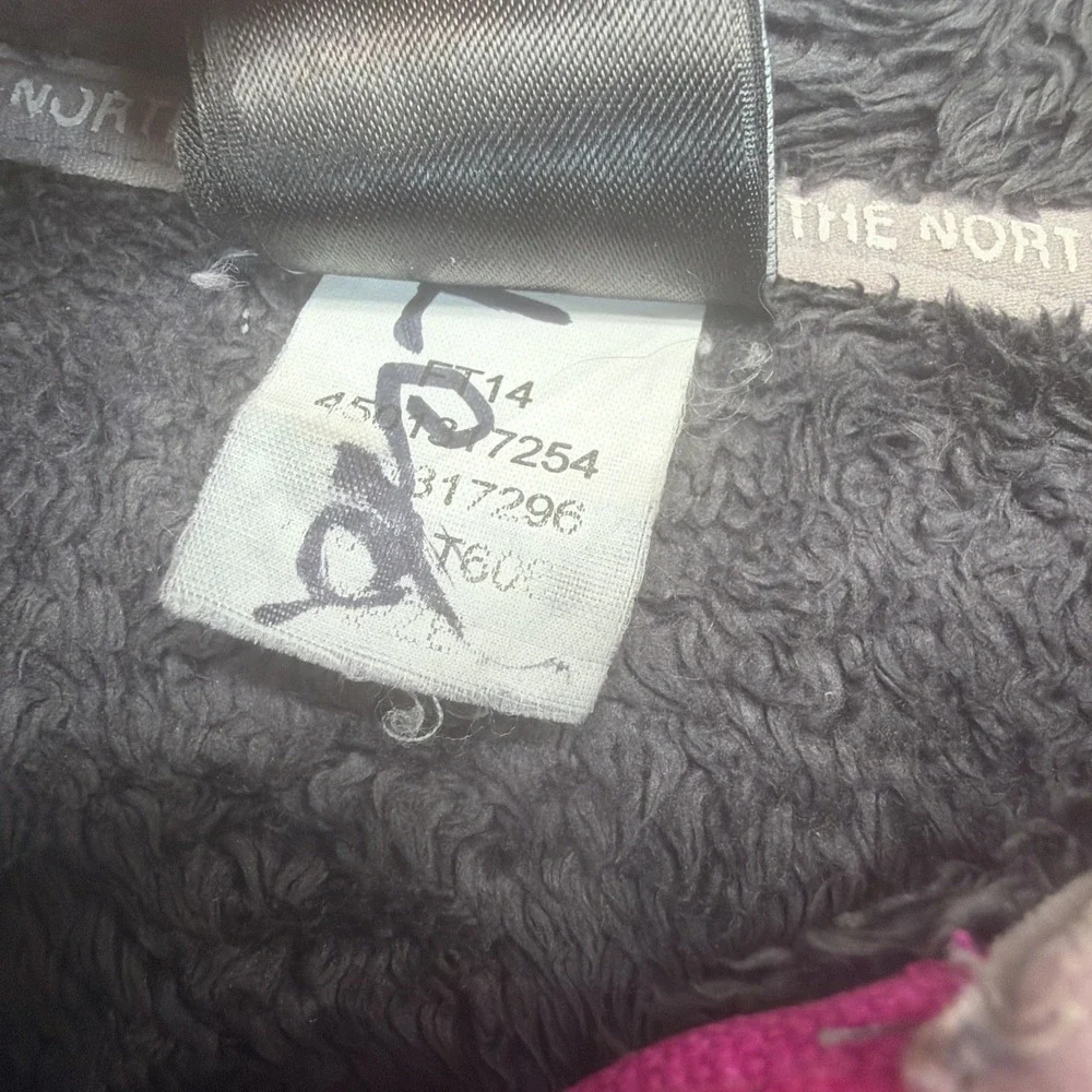 The North Face Girls Fleece Hooded Jacket Size 7/8 Gray Pink Full Zip Osito